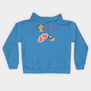 Cute puppies with hearts Kids Hoodie